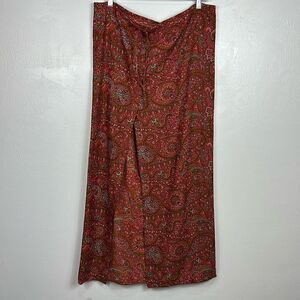 Malia Mills Cotton Paisley Print Front Slit Maxi Skirt Size XS